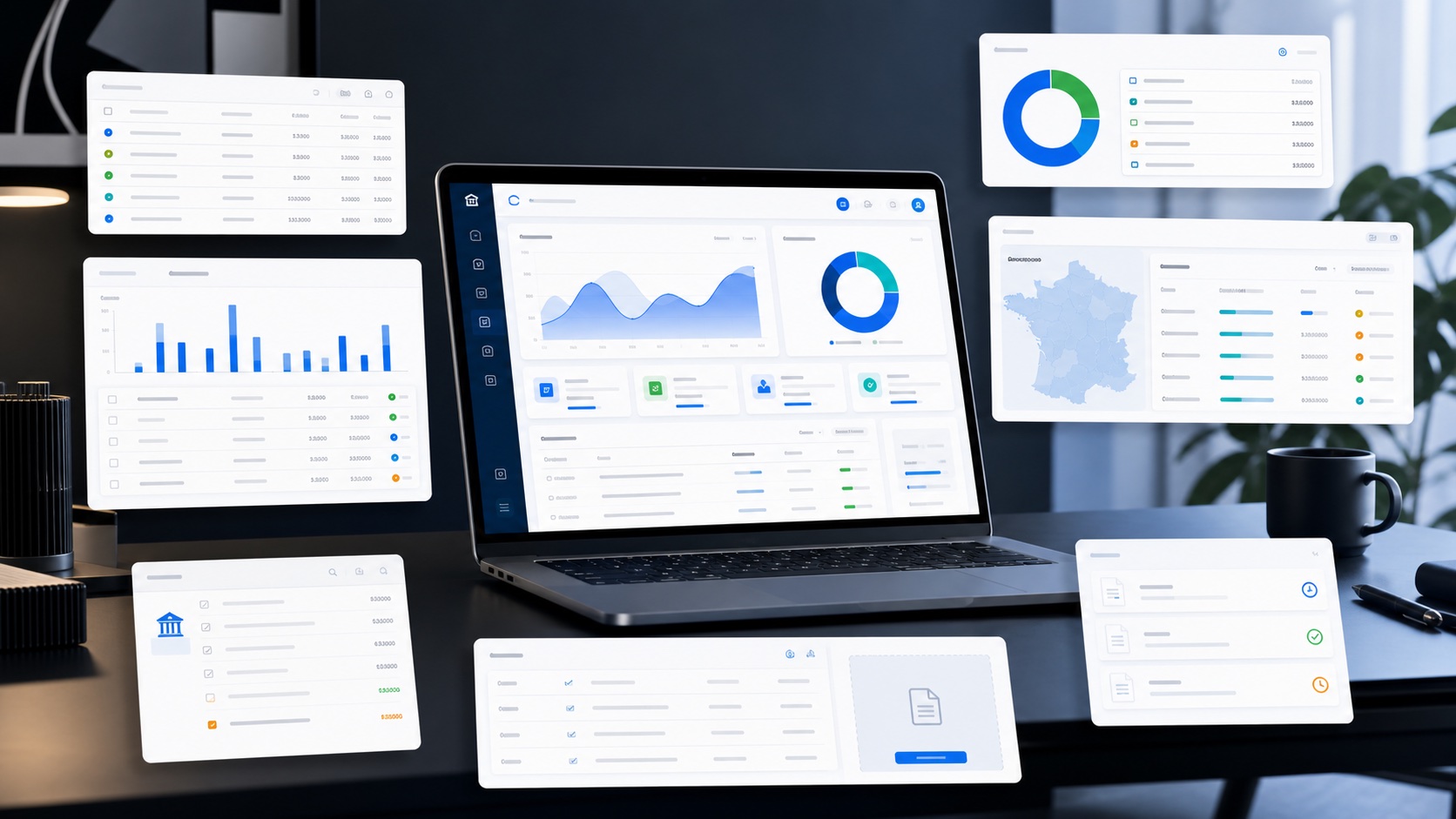 Aperçu visuel de Kease avec pilotage comptable, gestion et indicateurs d'entreprise